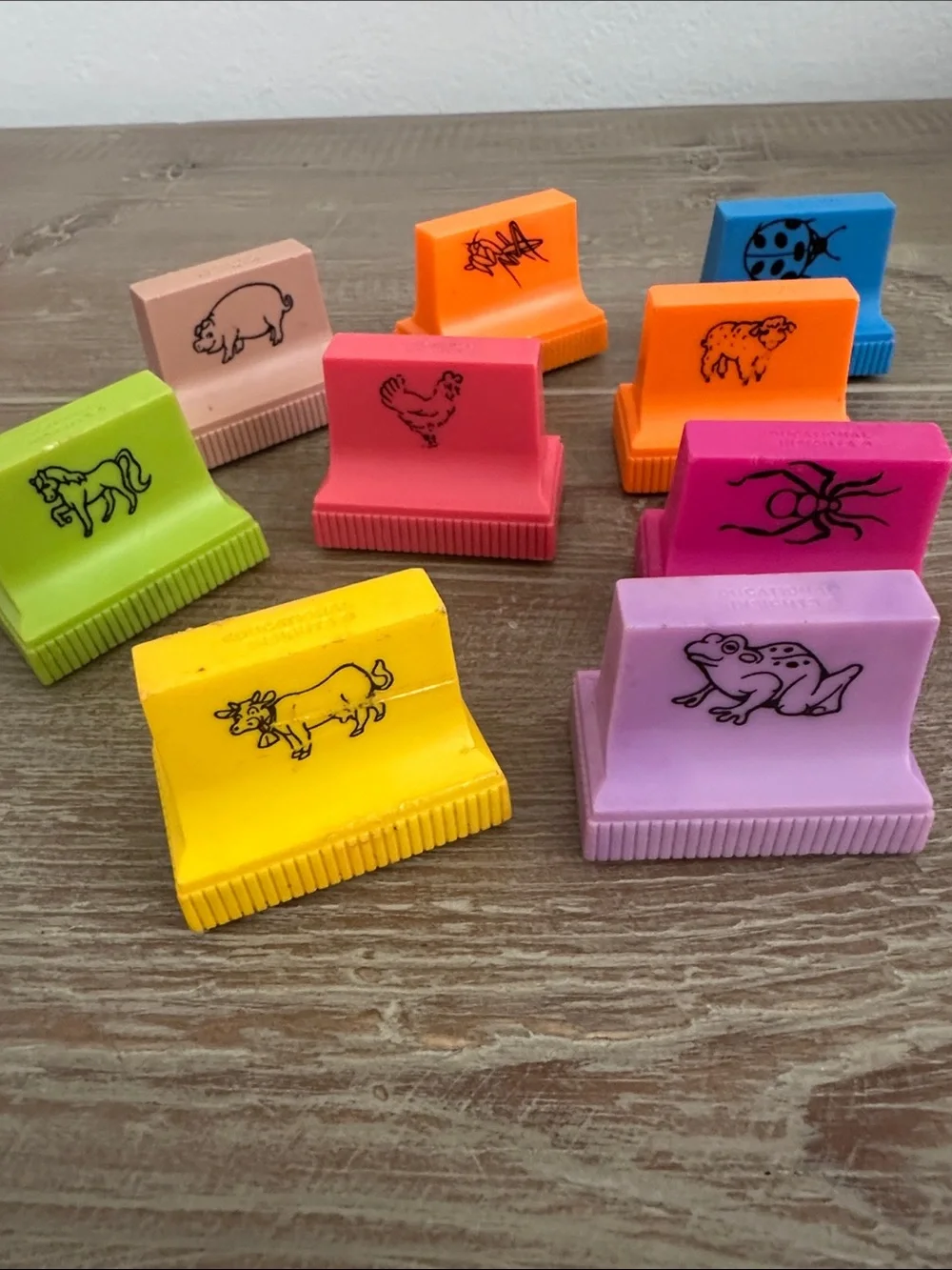 Assorted Kids Stamp Set in Pink, Red, Orange, Blue, Green, Purple